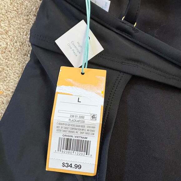 Kona Sol Women's Black Adjustable Straps High Coverage One Piece Swimsuit - Picture 3 of 4